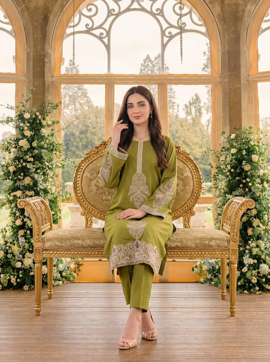Amor Moss Green 2PC Embroidered Lawn Pret – VLZ – 0065