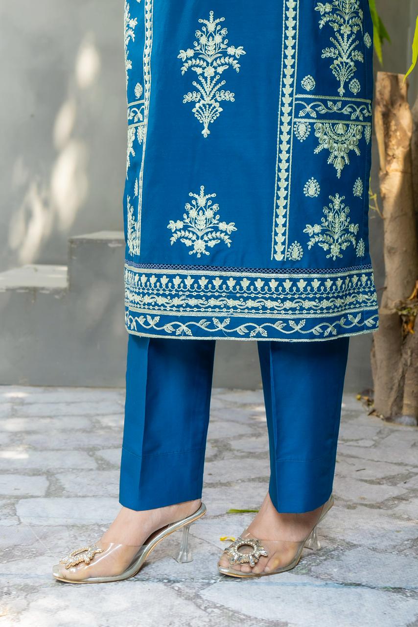 Zafiro Royal Blue 3PC Embroidered Lawn Suit – VLZ-0084