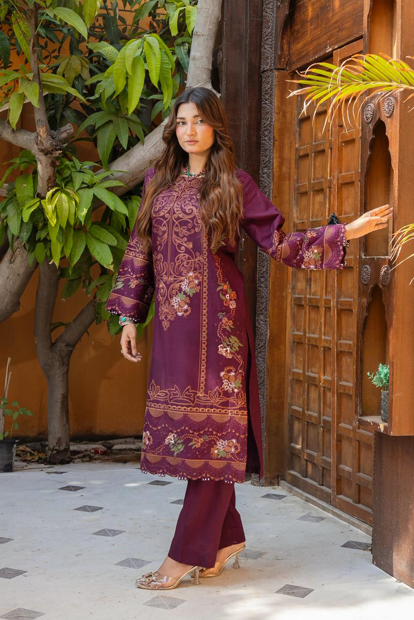 Ciruela Plum 2PC Embroidered Lawn Pret – VLZ-0076
