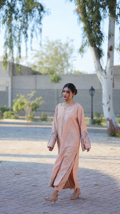 Aurora Peach Aura 2PC Embroidered Cotton Silk Suit – VLZ – 0100