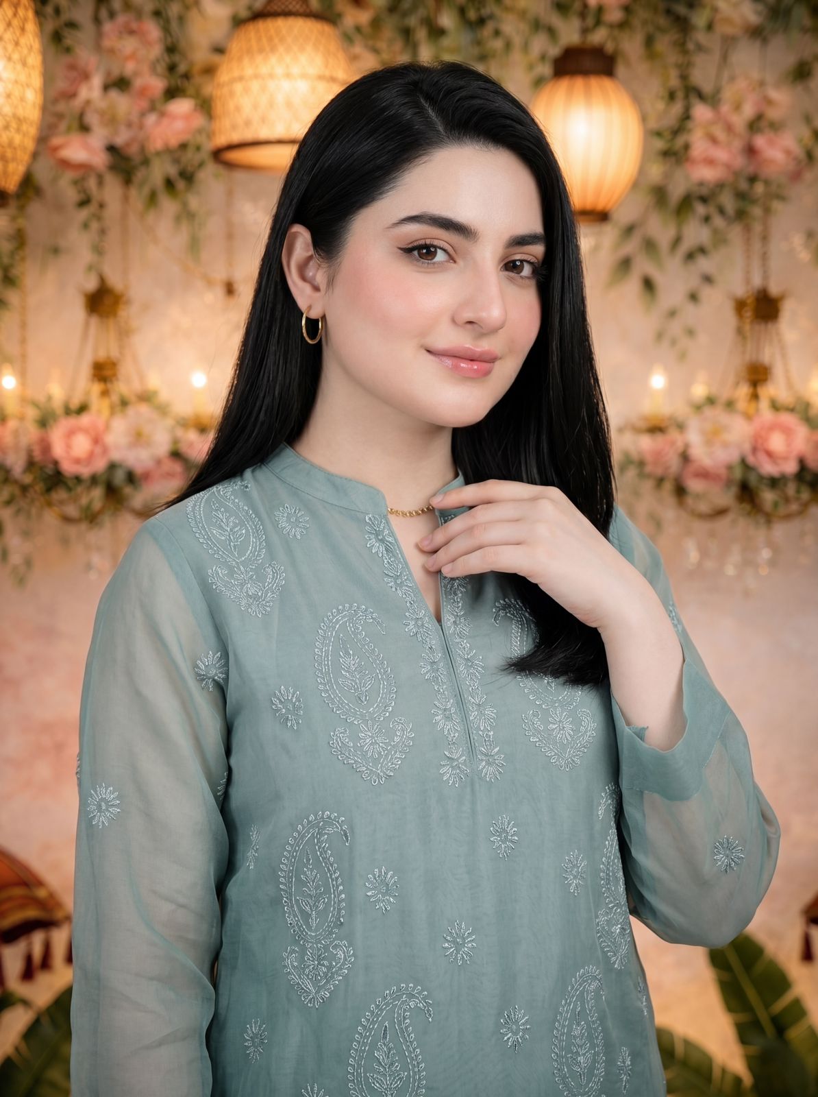 Dulce Mint Blue 3PC Cotton Net Suit – VLZ – 0099