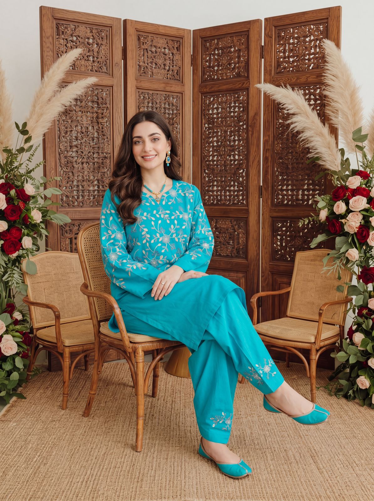 Luna Aqua Blue 2PC Embroidered Lawn Pret – VLZ – 0012