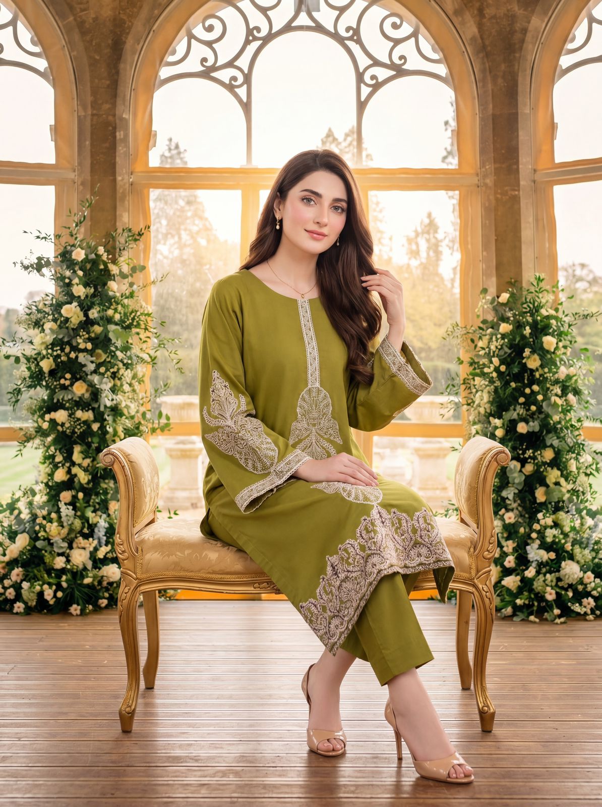 Amor Moss Green 2PC Embroidered Lawn Pret – VLZ – 0065