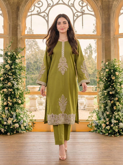 Amor Moss Green 2PC Embroidered Lawn Pret – VLZ – 0065