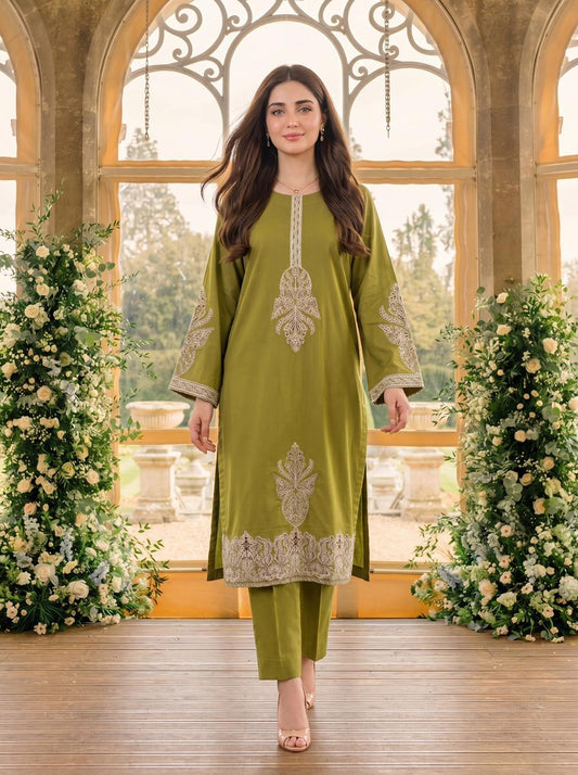 Amor Moss Green 2PC Embroidered Lawn Pret – VLZ – 0065