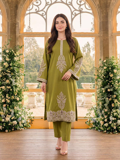 Amor Moss Green 2PC Embroidered Lawn Pret – VLZ – 0065
