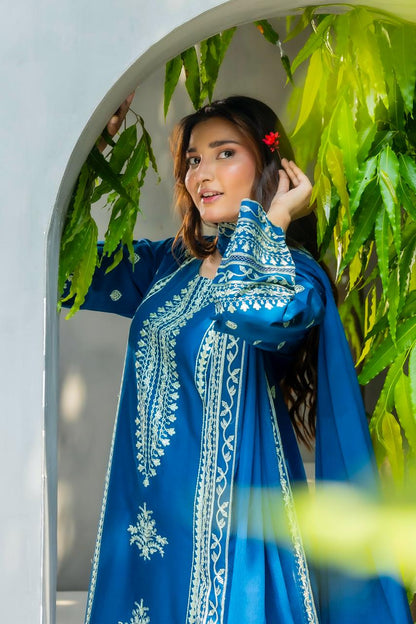 Zafiro Royal Blue 3PC Embroidered Lawn Suit – VLZ-0084