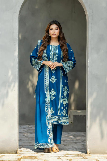 Zafiro Royal Blue 3PC Embroidered Lawn Suit – VLZ-0084