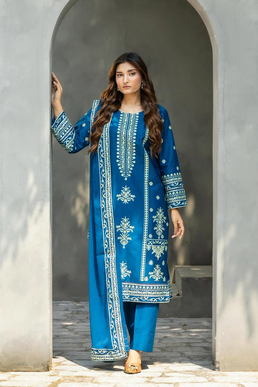 Zafiro Royal Blue 3PC Embroidered Lawn Suit – VLZ-0084