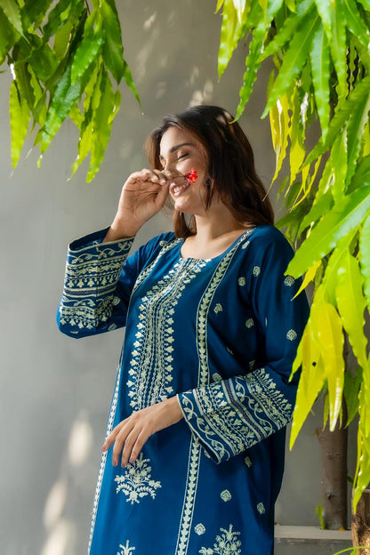 Zafiro Royal Blue 3PC Embroidered Lawn Suit – VLZ-0084