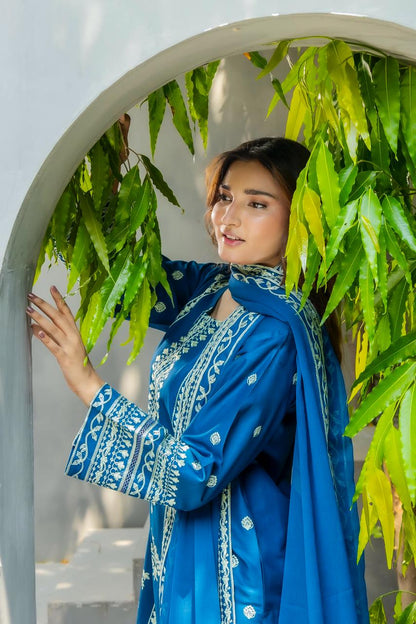 Zafiro Royal Blue 3PC Embroidered Lawn Suit – VLZ-0084