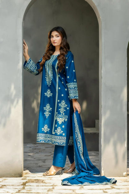 Zafiro Royal Blue 3PC Embroidered Lawn Suit – VLZ-0084