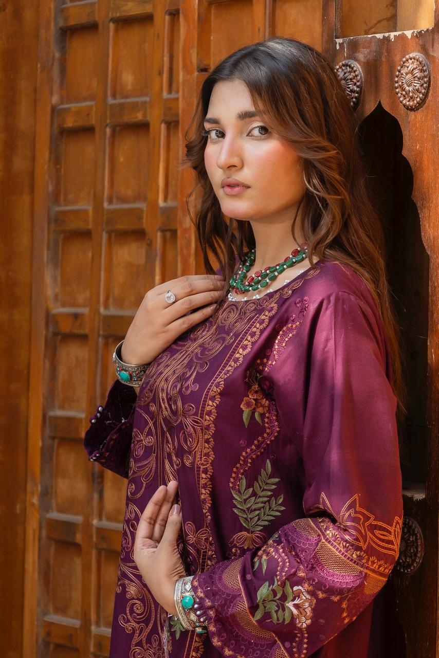 Ciruela Plum 2PC Embroidered Lawn Pret – VLZ-0076