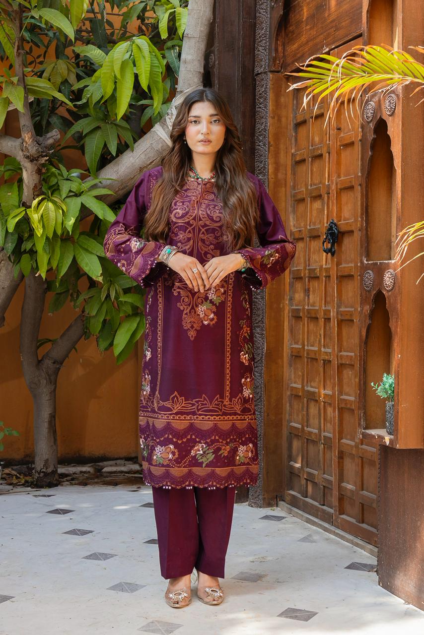Ciruela Plum 2PC Embroidered Lawn Pret – VLZ-0076