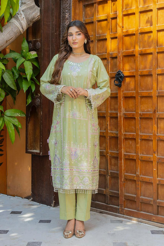 Riqueza Sage Green 2PC Embroidered Lawn Pret – VLZ-0067