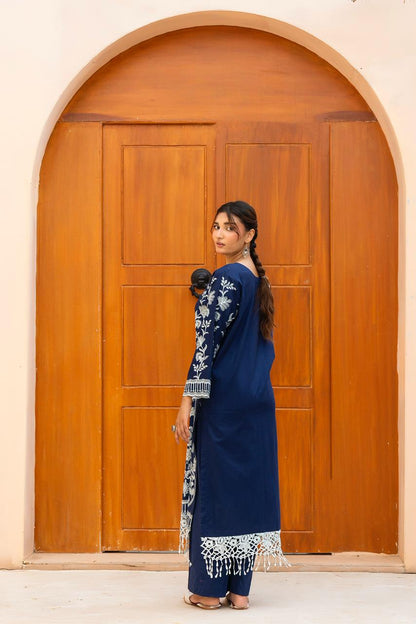 Azul Marino Navy Blue 2PC Embroidered Lawn Pret – VLZ-0071