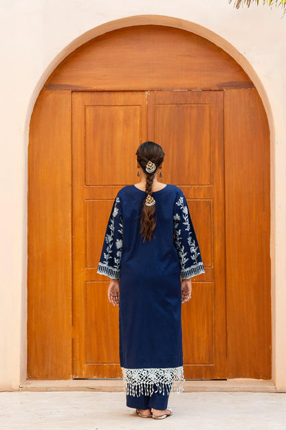 Azul Marino Navy Blue 2PC Embroidered Lawn Pret – VLZ-0071