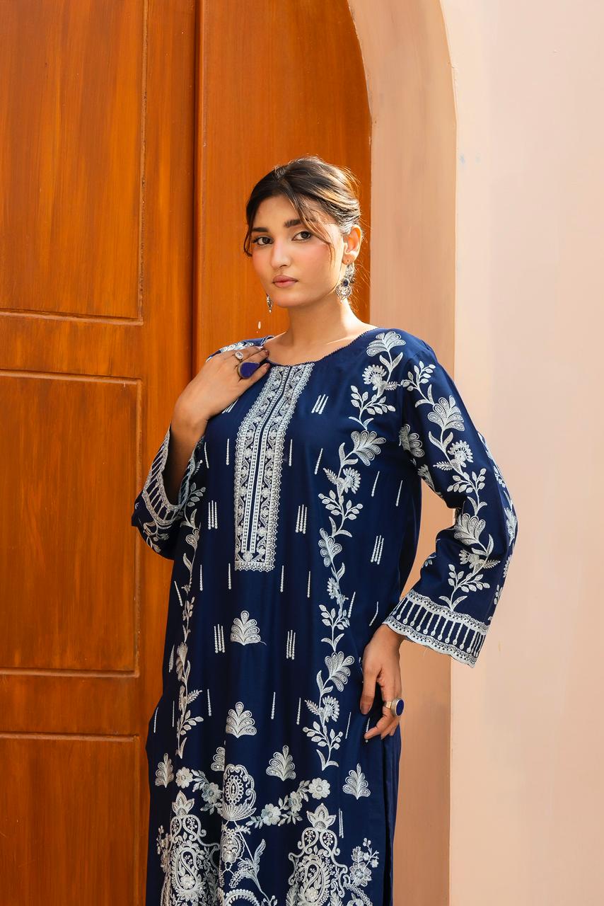 Azul Marino Navy Blue 2PC Embroidered Lawn Pret – VLZ-0071