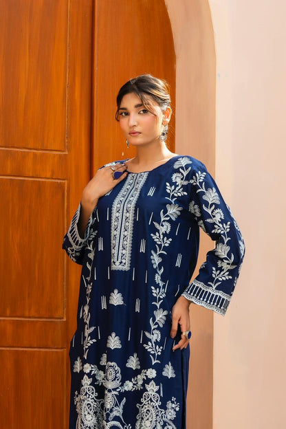Azul Marino Navy Blue 2PC Embroidered Lawn Pret – VLZ-0071
