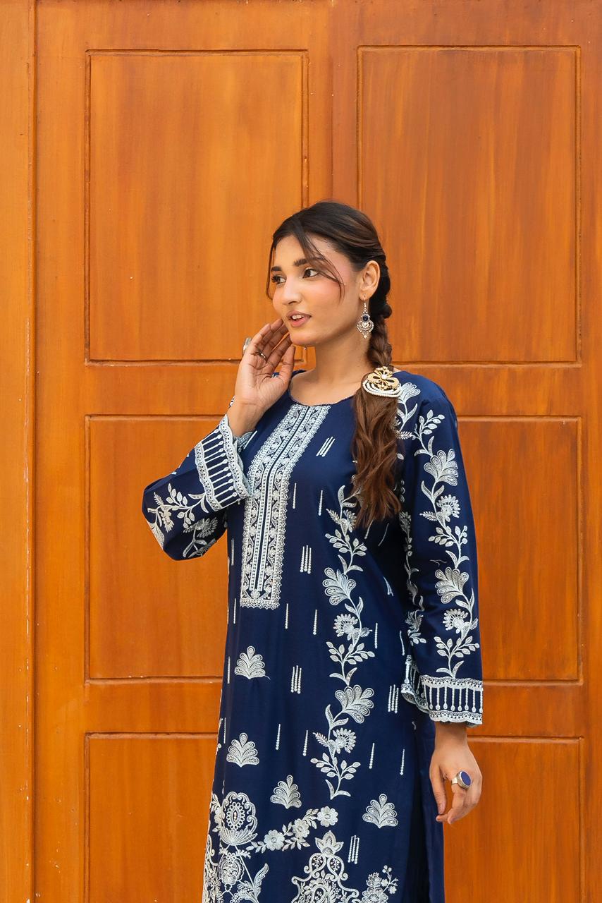 Azul Marino Navy Blue 2PC Embroidered Lawn Pret – VLZ-0071