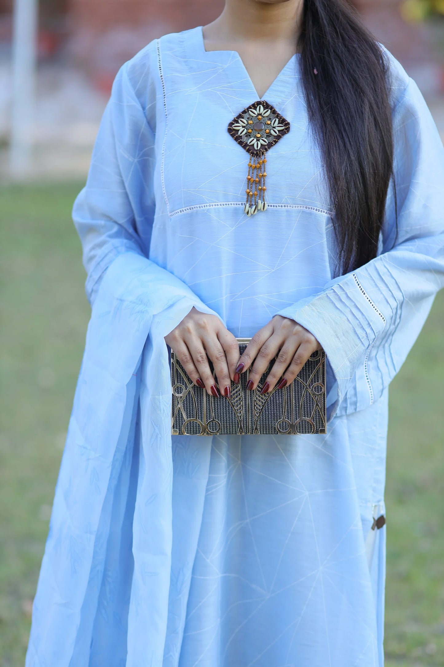 Cielo – 2PC Cotton Silk Set with Embossed Organza Dupatta