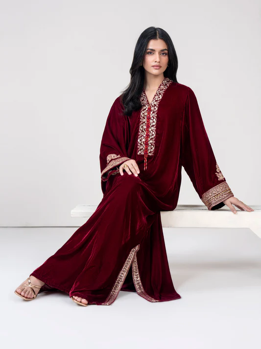 3 Piece Velvet Suit-Embroidered (Unstitched)